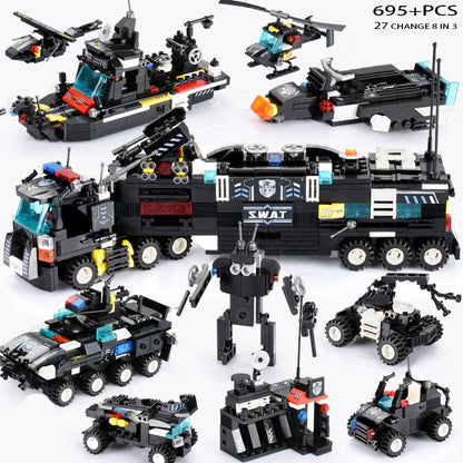 8pcs/lot 695Pcs City Police SWAT Building Blocks