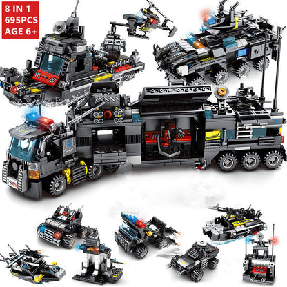 8pcs/lot 695Pcs City Police SWAT Building Blocks