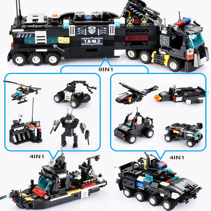 8pcs/lot 695Pcs City Police SWAT Building Blocks