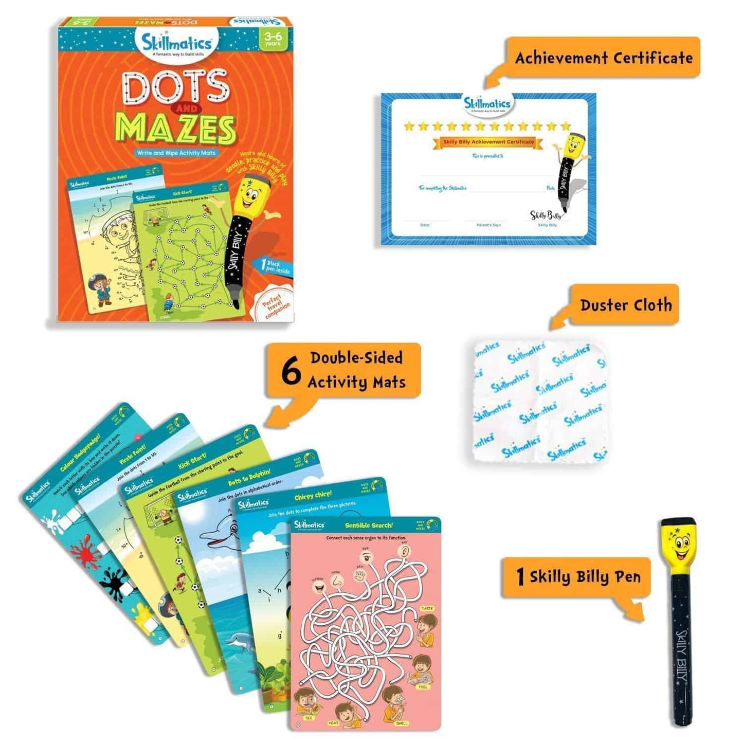 Skillmatics Dots and Mazes - Repeatable Write and Wipe Educational