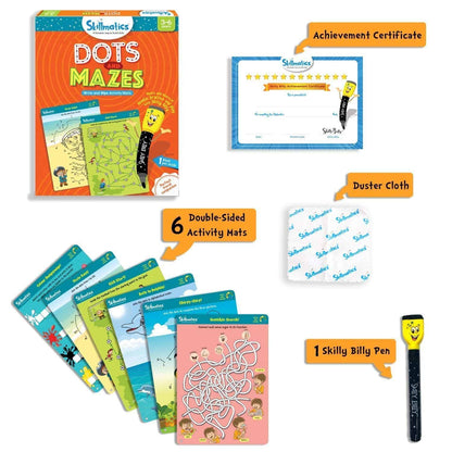 Skillmatics Dots and Mazes - Repeatable Write and Wipe Educational